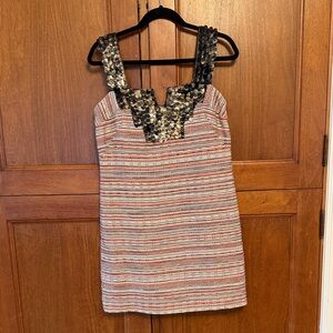 Milly of New York Striped Mini Dress with Black and White Accents